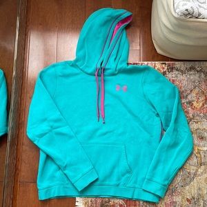 Under Armour blue with pink stitch hoodie size large